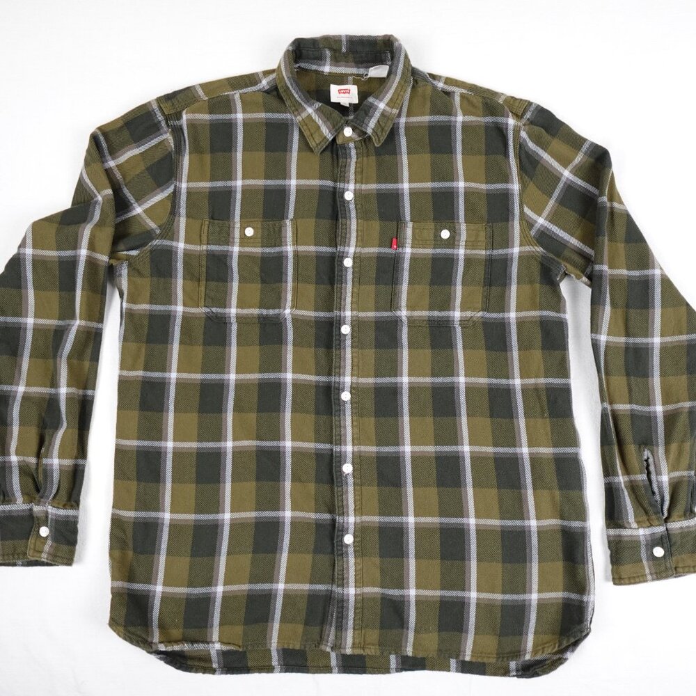 Levi's Plaid Flannel Shirt Men's XL 100% Cotton Tartan Buffalo Lumberjack